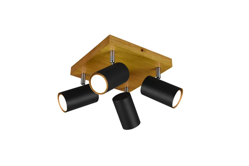 Marley spot 4L GU10 mattsvart/ trä, Matt svart/Natur