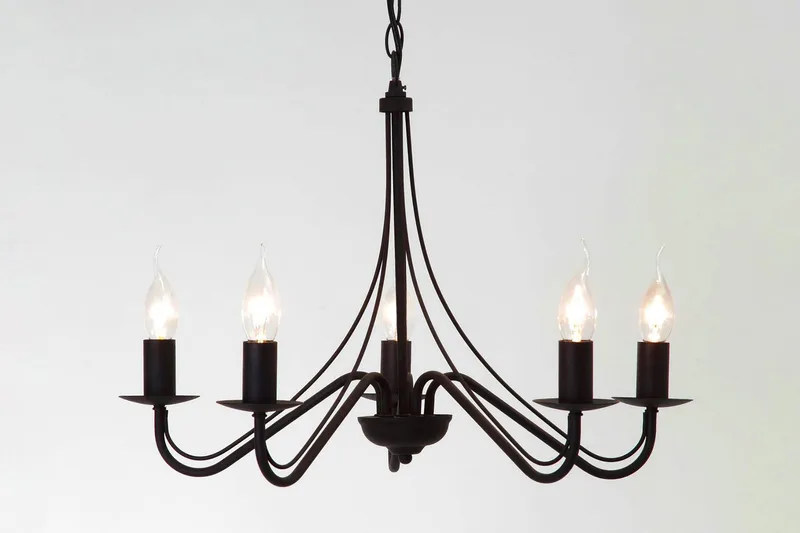 Country Ljuskrona 5L E14 rustik, Svart