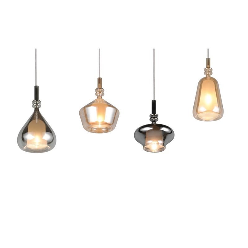 Pendel TRIO Aldea - 4 lampor, Bärnsten/Kromad - Products - Belysning - Lampor & belysning inomhus - Taklampa & takbelysning - Kökslampa & taklampa kök