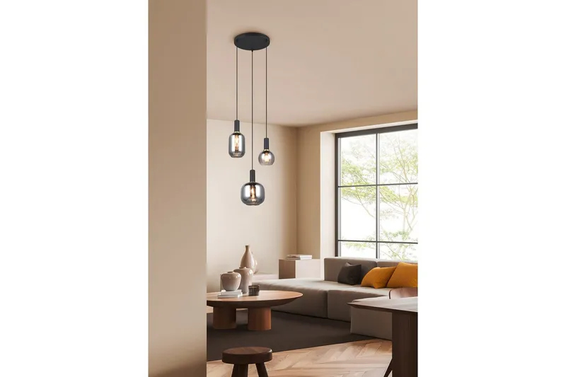 Pendel TRIO Diva 3-del, Mattsvart/kromad - 3-del, Mattsvart/kromad - Products - Belysning - Lampor & belysning inomhus - Taklampa & takbelysning - Kökslampa & taklampa kök