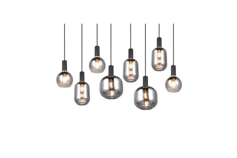 Pendel TRIO Diva 8-del, Mattsvart/kromad - 8-del, Mattsvart/kromad - Products - Belysning - Lampor & belysning inomhus - Taklampa & takbelysning - Kökslampa & taklampa kök