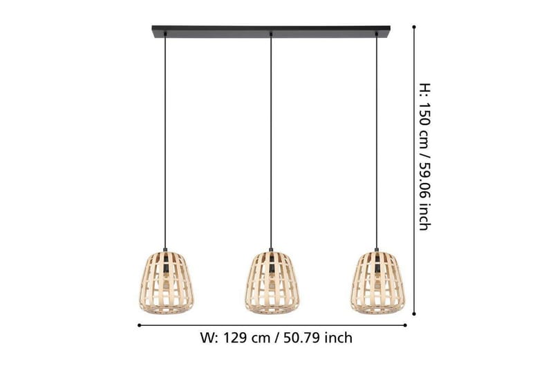 Takpendel Eglo Montezuelo Trä med 3 Lampor - Products - Belysning - Lampor & belysning inomhus - Taklampa & takbelysning - Pendellampa & hänglampa