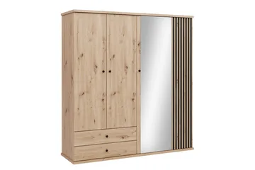 Aldbrough Garderob med Spegel 200x213 cm - Brun/Svart - Products - Förvaring - Garderober & garderobssystem