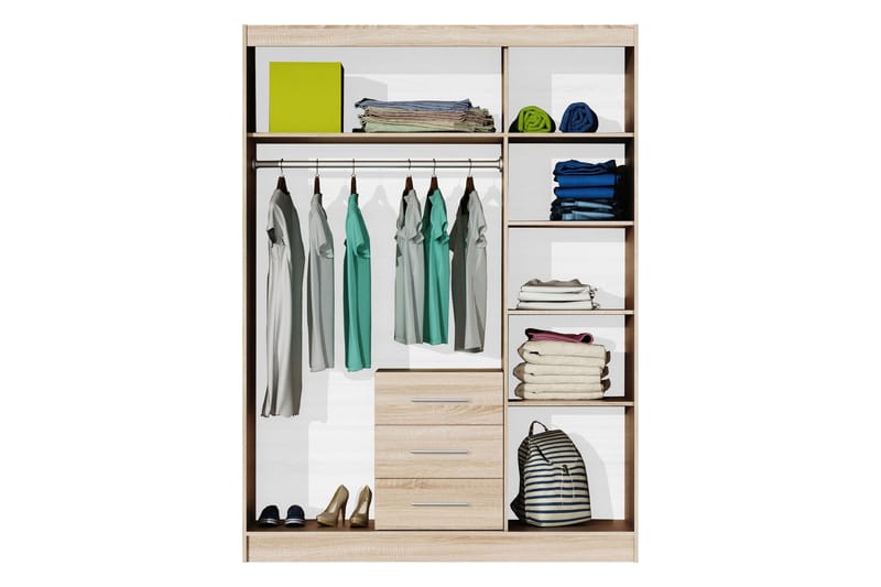 Chavez Garderob med Spegel 147x200 cm - Beige - Products - Förvaring - Garderober & garderobssystem