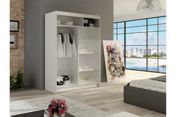 Estella Garderob 120 cm Skjutdörrar Smal Spegel - Svart/Spegel - Products - Förvaring - Garderober & garderobssystem