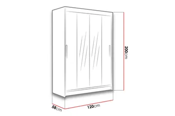Estella Garderob 120 cm Skjutdörrar Smal Spegel - Svart/Spegel - Products - Förvaring - Garderober & garderobssystem