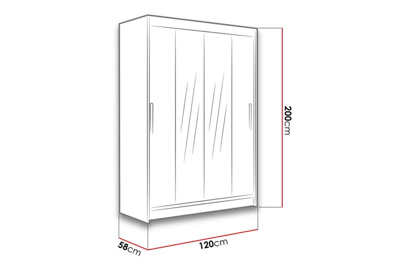 Estella Garderob 120 cm Skjutdörrar Smal Spegel - Svart/Spegel - Products - Förvaring - Garderober & garderobssystem