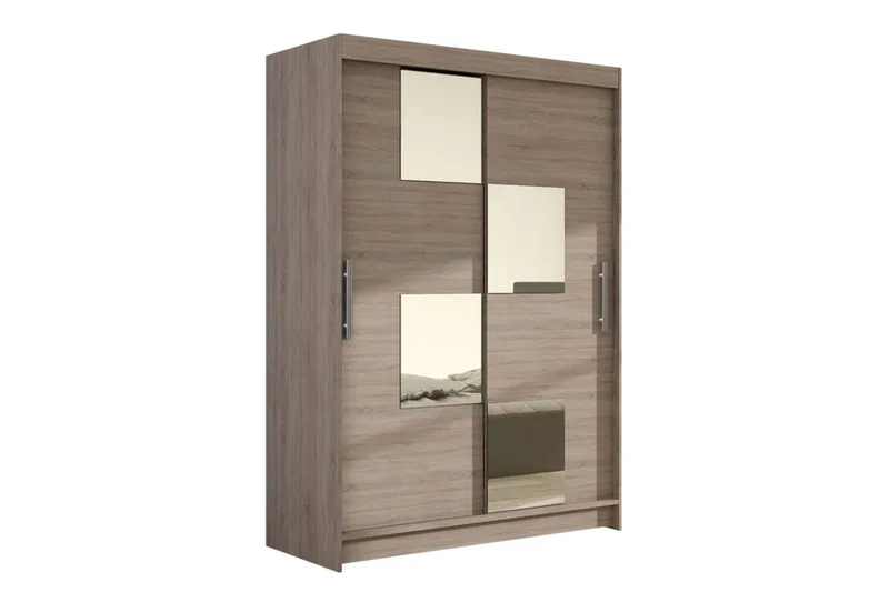 Estella Garderob Skjutdörrar Fyrkantig Spegel, Ljus Ek