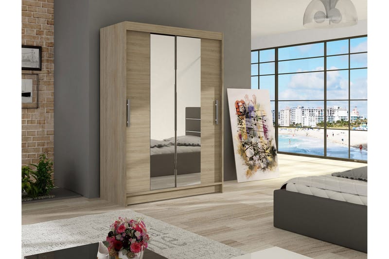 Estella Garderob Skjutdörrar Smal Spegel - Ek/Spegel - Products - Förvaring - Garderober & garderobssystem