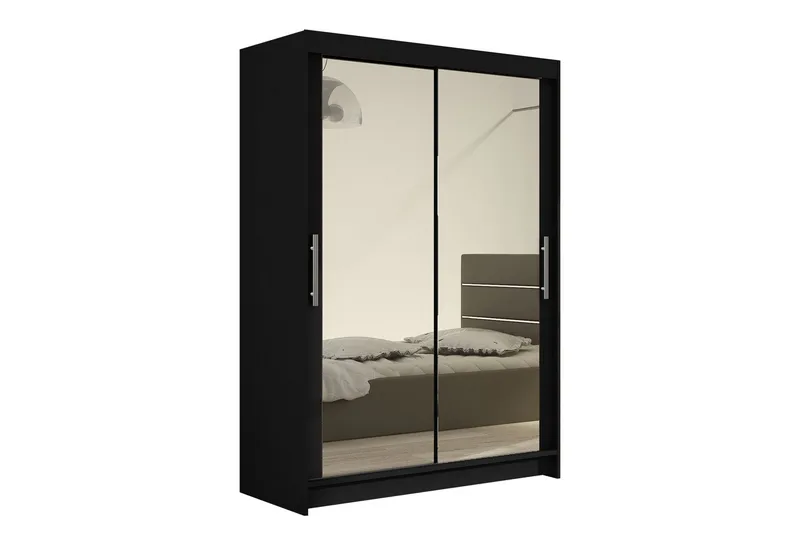 Estella Garderob Skjutdörrar Speglar, Svart/Spegel