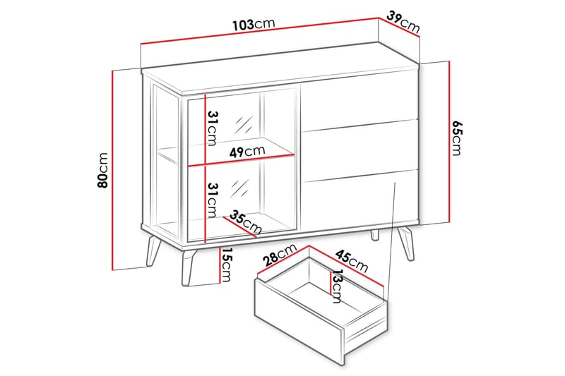 Akinari Byrå 103 cm - Brun/Beige - Products - Förvaring - Förvaringsmöbler - Byrå