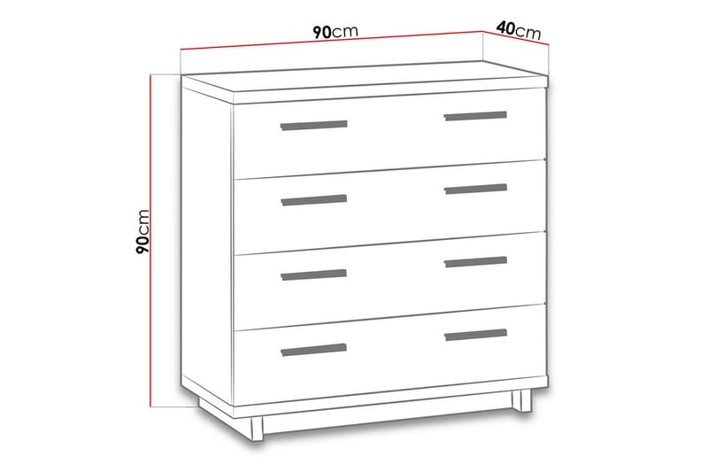 Ines Byrå 40x90 cm - Ek/Svart - Products - Förvaring - Förvaringsmöbler - Byrå - Hallbyrå