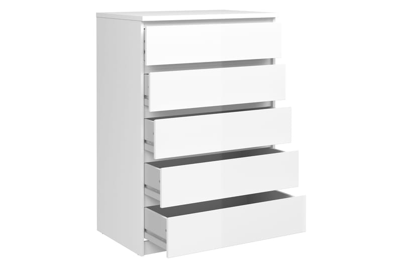 Naia Byrå 77 cm 5 Lådor - Vit/Högglans - Products - Förvaring - Förvaringsmöbler - Byrå - Hallbyrå