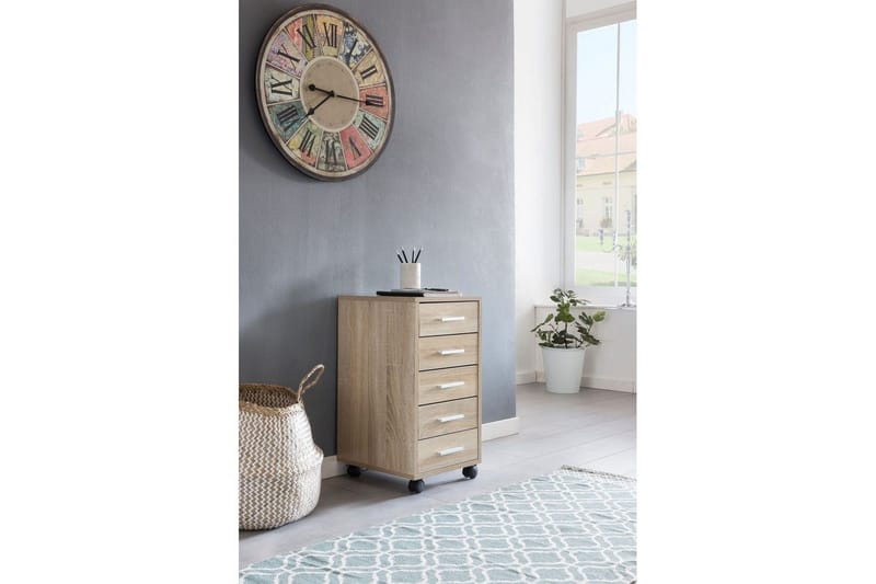 Rullkontejner Wohnling 5 lådor med hjul, folierad spånskiva, modern stil Sonoma - Sonoma - Products - Förvaring - Förvaringsmöbler - Byrå - Hurts
