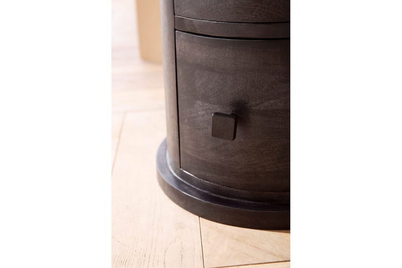 Sideboard Wohnling Runt massivt trä lantlig stil Svart, 3 lådor - Svart, 3 lådor - Products - Förvaring - Förvaringsmöbler - Sideboard & skänk