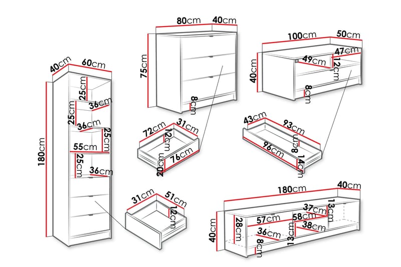 Gudelia Möbelset För Vardagsrum - Beige - Products - Förvaring - Förvaringsmöbler - Möbelset för vardagsrum
