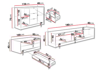 Kintore Möbelset För Vardagsrum - Beige - Products - Förvaring - Förvaringsmöbler - Möbelset för vardagsrum