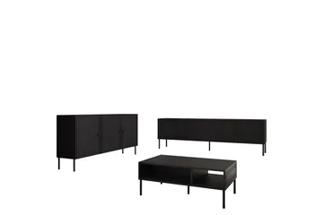 Laholm Möbelset För Vardagsrum, Svart