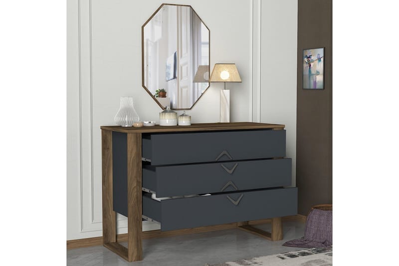 Tera Home Byrå + Spegel - Valnöt/Mörkgrå - Products - Förvaring - Förvaringsmöbler - Byrå