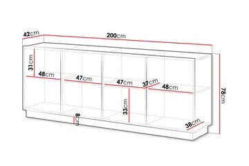 Torvalen Skänk 200x42 cm - Vit - Products - Förvaring - Förvaringsmöbler - Sideboard & skänk