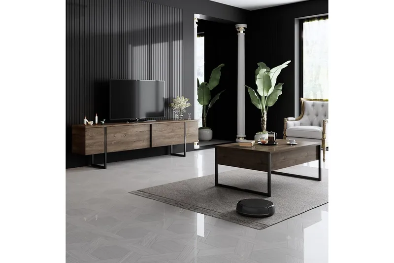 Vardagsrum Möbelset Masafumie Set Valnöt / Svart - Valnöt / Svart - Products - Förvaring - Förvaringsmöbler - Möbelset för vardagsrum