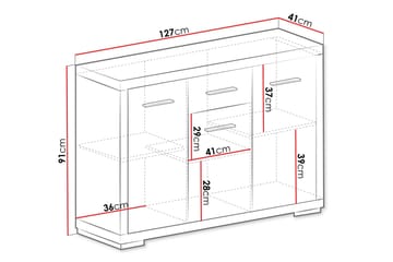 Vegas Skänk 127,5x40,5x91 cm LED-belysning - Beige/Grå - Products - Förvaring - Förvaringsmöbler - Sideboard & skänk