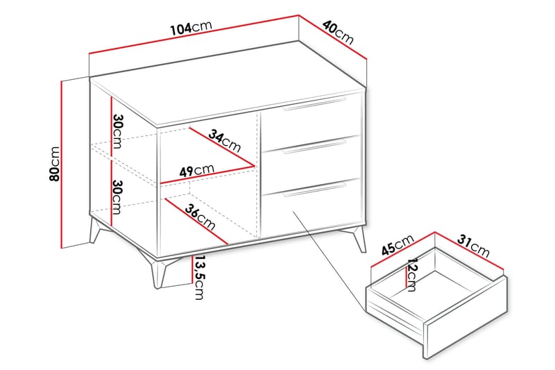 Vemdalen Skänk 104x40 cm - Vit - Products - Förvaring - Förvaringsmöbler - Sideboard & skänk