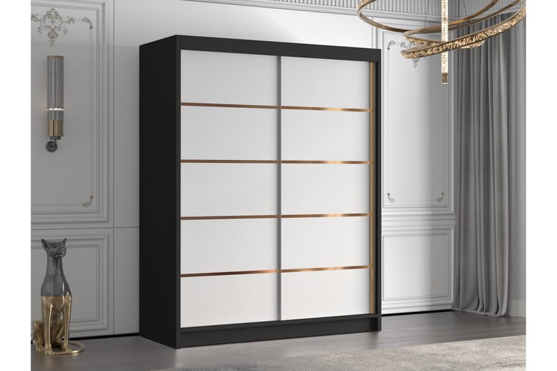 Emet Garderob 150x200 cm - Vit/Svart - Products - Förvaring - Garderober & garderobssystem - Garderobsskåp