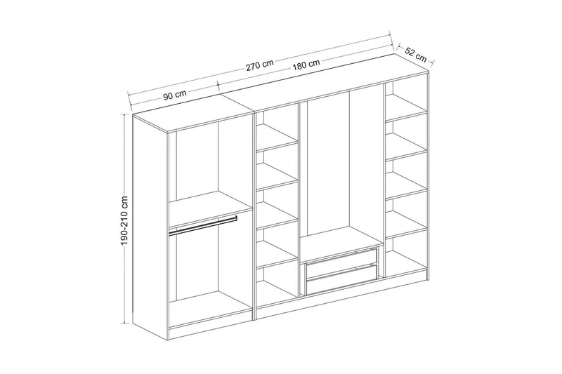 Fruitland Garderob 270 cm - Antracit - Products - Förvaring - Garderober & garderobssystem - Garderobsskåp
