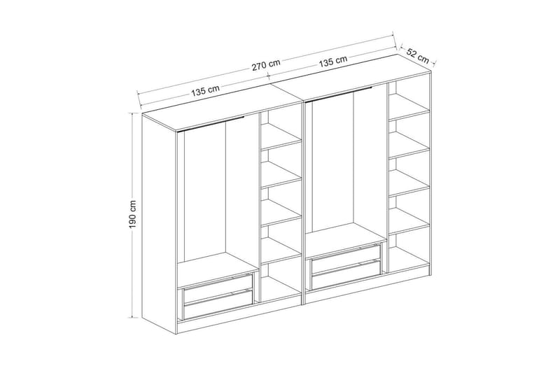 Fruitland Garderob 270 cm - Vit - Products - Förvaring - Garderober & garderobssystem - Garderobsskåp