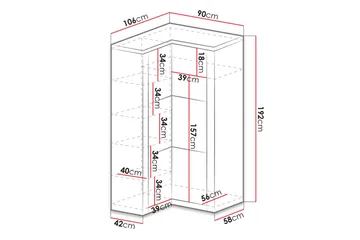 Indianapolis Garderob 106x58x192 cm - Ljus ask - Products - Förvaring - Garderober & garderobssystem - Garderobsskåp