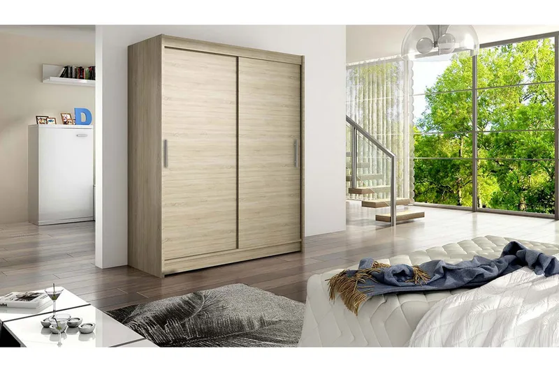 Leila Garderob 150 cm Skjutdörrar - Beige/Trä/Natur - Products - Förvaring - Garderober & garderobssystem - Garderobsskåp