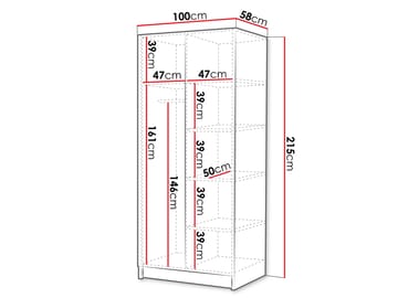 Herrljunga Garderob med Spegel 100x215 cm - Svart/Spegel - Products - Förvaring - Garderober & garderobssystem