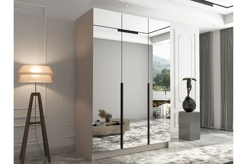 Herrljunga Garderob med Spegel 150 cm - Kashmir/Svart - Products - Förvaring - Garderober & garderobssystem