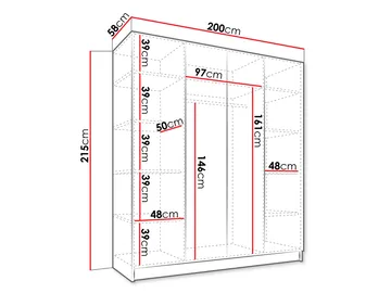 Herrljunga Garderob med Spegel 200x215 cm - Guld/Spegel - Products - Förvaring - Garderober & garderobssystem
