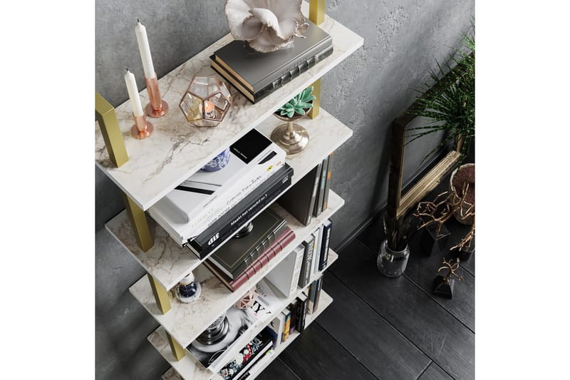 Brinkelid Bokhylla - Vit/Marmor - Products - Förvaring - Hylla - Steghylla & trapphylla
