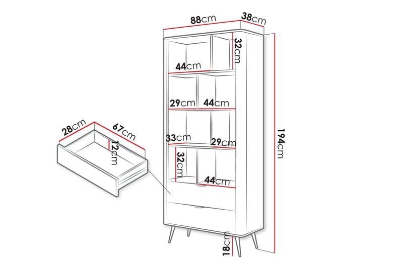 Forba Bokhylla 88 cm - Svart - Products - Förvaring - Hylla - Bokhylla
