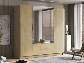 Kelros Garderob med Spegel 200x216 cm - Brun - Products - Förvaring - Garderober & garderobssystem