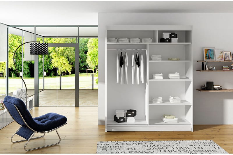 Leila Garderob 150 cm Skjutdörrar Delad Spegel - Beige/Trä/Natur - Products - Förvaring - Garderober & garderobssystem