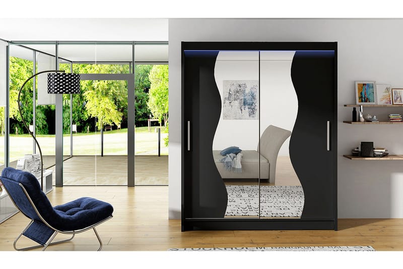 Leila Garderob med Spegel 150x200 cm - Svart - Products - Förvaring - Garderober & garderobssystem