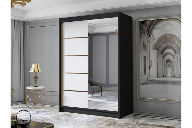 Lungos Garderob med Spegel 120x200 cm - Svart - Products - Förvaring - Garderober & garderobssystem