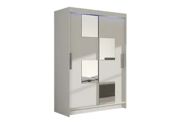 Miami Garderob 120x58x200 cm, Beige/Vit