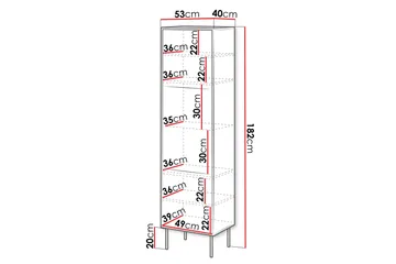 Belonger Smalt Vitrinskåp 40 cm djup 53 cm bred 182 cm hög Mörkt Trä Glas - Svart/Valnöt - Products - Förvaring - Skåp - Vitrinskåp