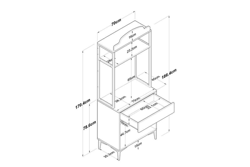 Flerfunktionsskåp Cerreta 157 Valnöt / Vit - Vit/Mörkfärgat trä - Products - Förvaring - Skåp - Förvaringsskåp
