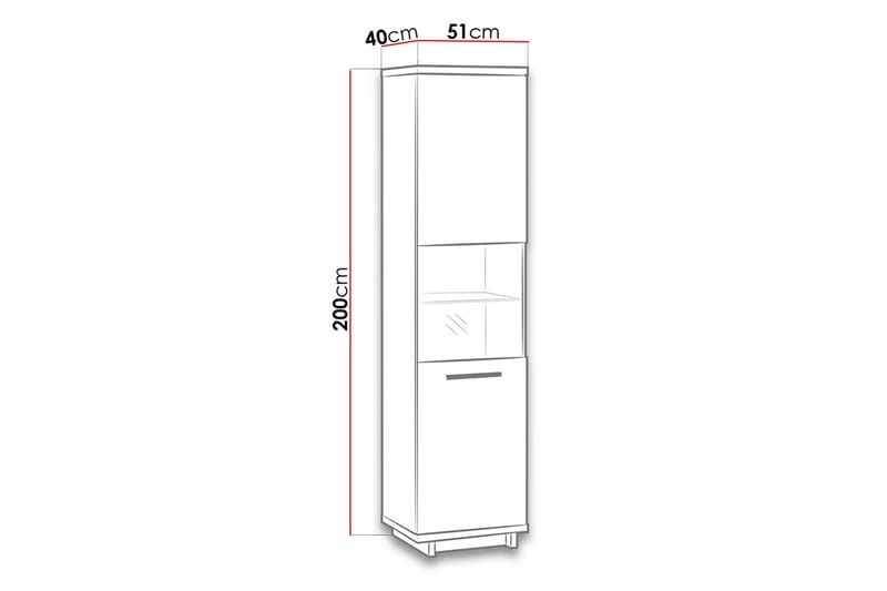 Ines Vitrinskåp 40x51 cm - Ek/Svart - Products - Förvaring - Skåp - Vitrinskåp