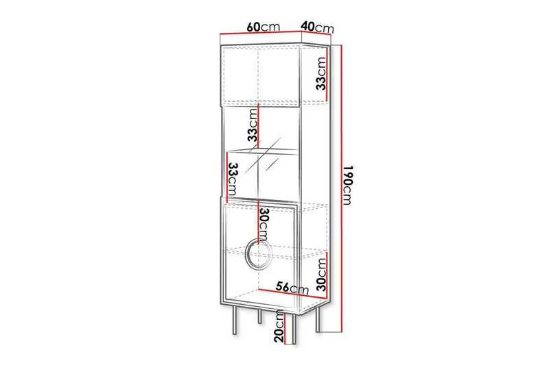 Juniskär Vitrinskåp 40 cm djup 60 cm bred 190 cm hög Mörkt Trä - Svart - Products - Förvaring - Skåp - Vitrinskåp