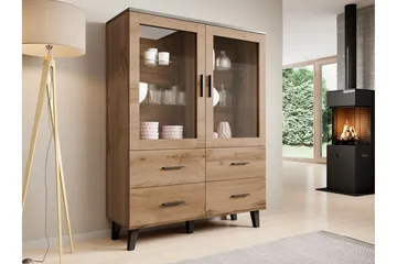 Kardos Vitrinskåp 45x120 cm - Natur/Svart - Products - Förvaring - Skåp - Vitrinskåp