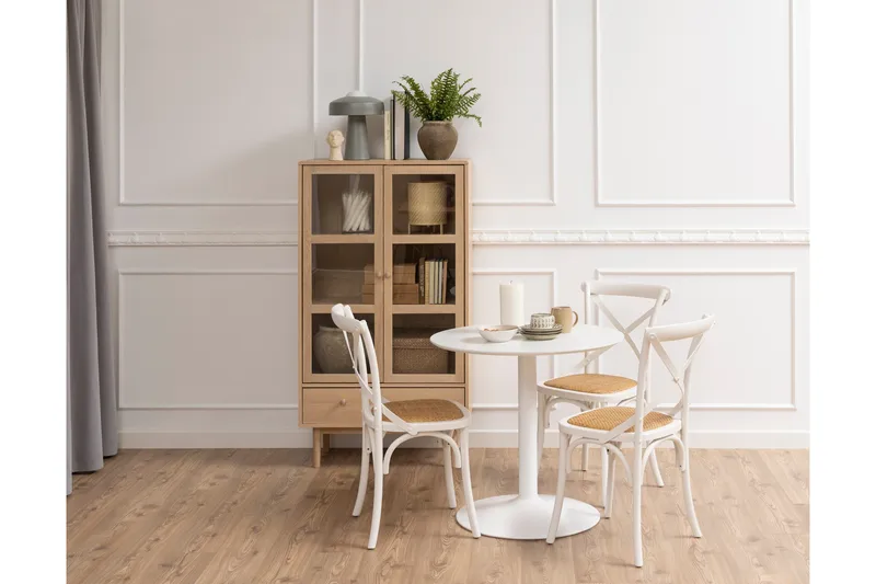 Salama Vitrinskåp 40 cm djup 80 cm bred 144,8 cm hög Trä - Vit - Products - Förvaring - Skåp - Vitrinskåp