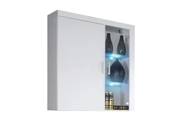 Samba Lågt Vitrinskåp RGB LED Belysning 35 cm djup 90 cm bred 111 cm hög Ljust Trä Glas - Vit - Products - Förvaring - Skåp - Vitrinskåp