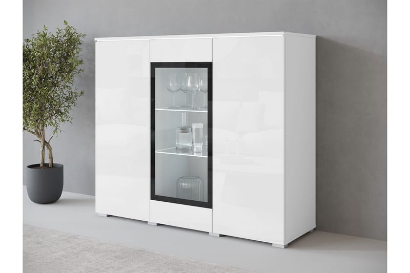 Sherie Vitrinskåp 120x104 cm - Vit - Products - Förvaring - Skåp - Vitrinskåp